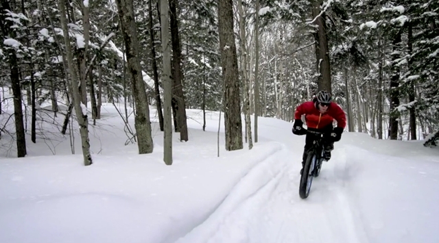 fat bike snow covered singletrack