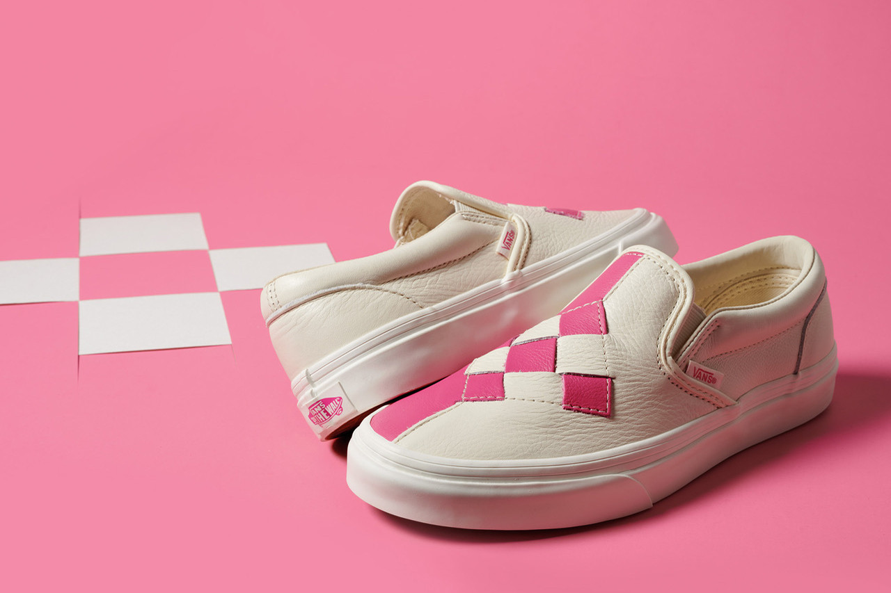 vans-woven-checkerboard-slip-on pink