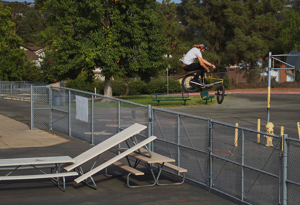 Parker Heath toboggan over fence