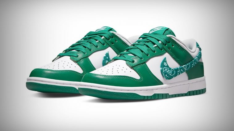 nike dunk low green paisley