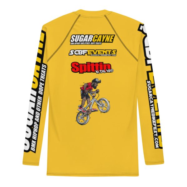 sugar cayne rash guard yellow back