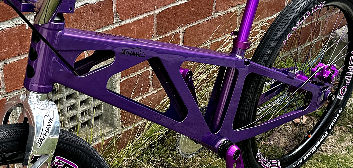 purple Jayhawk bmx bike