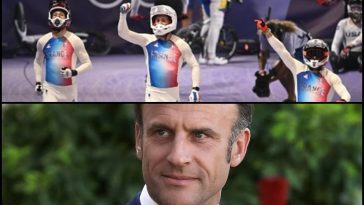 Macron congratulates French BMX Olympic Men