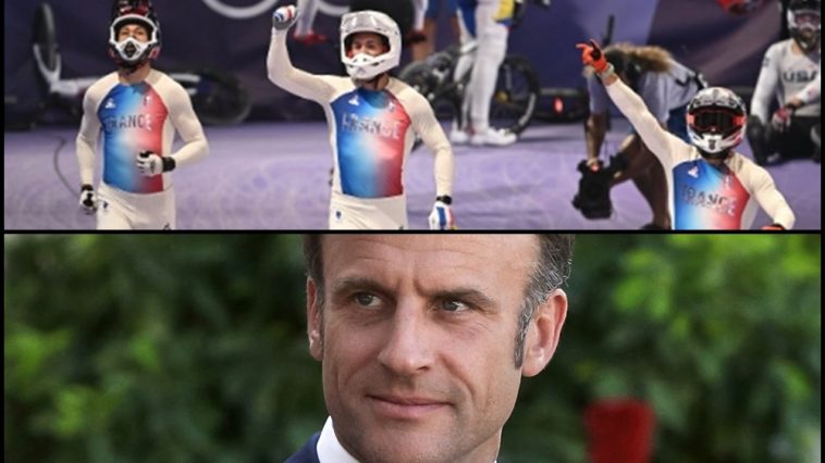 Macron congratulates French BMX Olympic Men