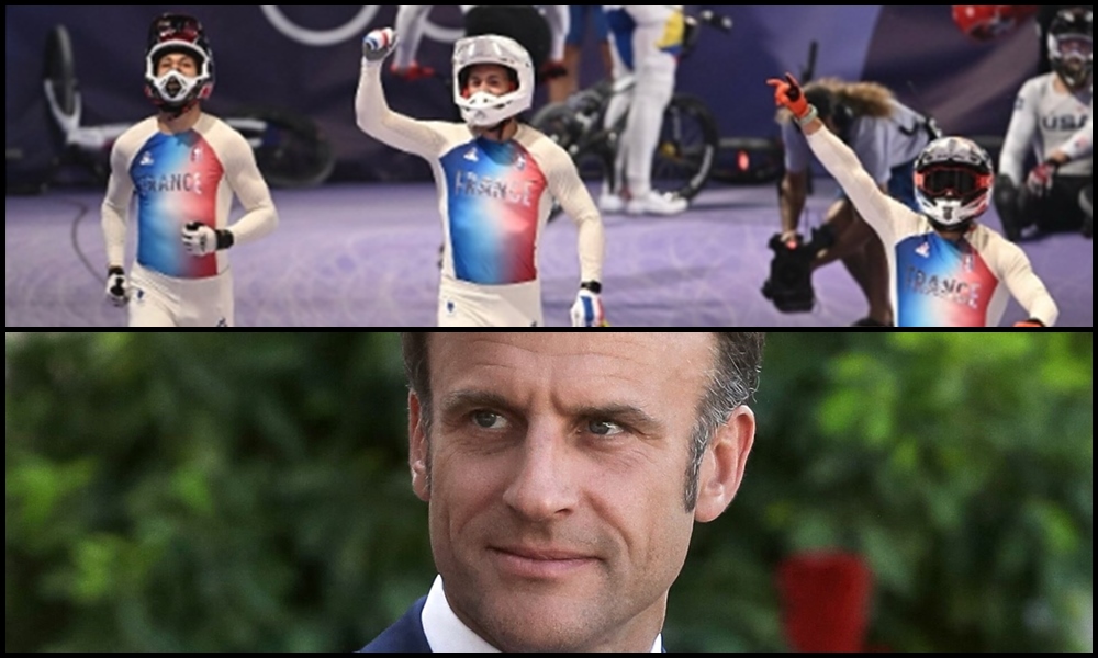 Macron congratulates French BMX Olympic Men