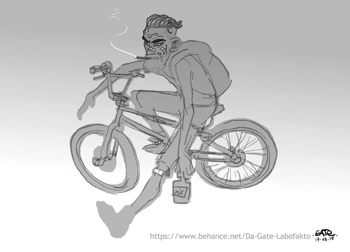 Rad BMX Illustration ruff sketch by Gaëtan "Gate" Pencréac'h